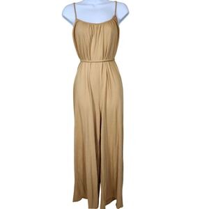Natural Life Jumpsuit‎ Womens Small Tan Sleeveless Wide Leg Casual Romper